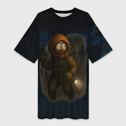 Футболка женская длинная Кенни в стиле фильмов ужасов, цвет: 3D-принт