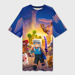 Женская длинная футболка Майнкрафт - храбрая девушка