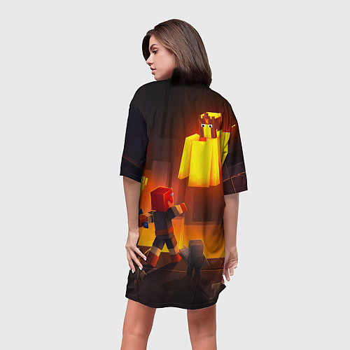 Женская длинная футболка Майнкрафт - рейд босс / 3D-принт – фото 4