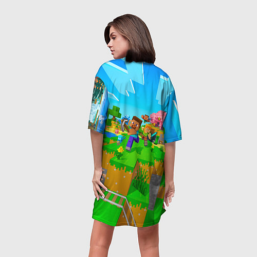 Женская длинная футболка Майнкрафт - на встречу приключениям / 3D-принт – фото 4