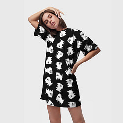 Футболка женская длинная Annoying dog pattern - Undertale, цвет: 3D-принт — фото 2