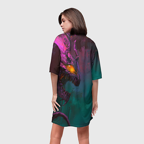 Женская длинная футболка Цири и чудовище смотрят друг на друга / 3D-принт – фото 4