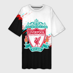 Футболка женская длинная Ливерпуль текстура глитч краски, цвет: 3D-принт