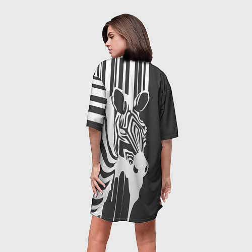 Женская длинная футболка Зебра / 3D-принт – фото 4