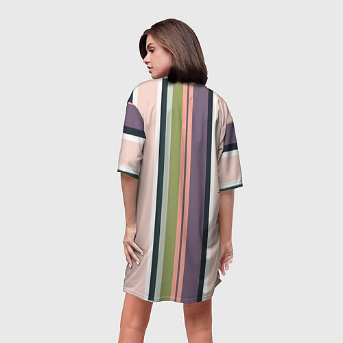 Женская длинная футболка Полосатый пиджак с оранжевым жилетом / 3D-принт – фото 4