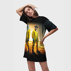 Футболка женская длинная Хайзенберг и Бендер пустились во все тяжкие, цвет: 3D-принт — фото 2