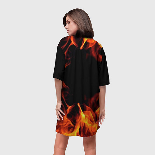 Женская длинная футболка Borussia огонь текстура / 3D-принт – фото 4