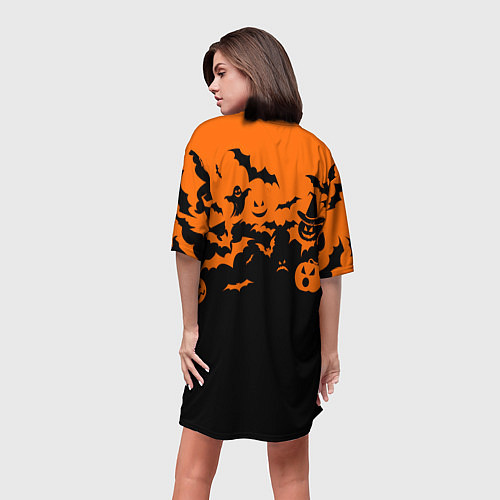 Женская длинная футболка Хэллоуин тыквы и призраки / 3D-принт – фото 4