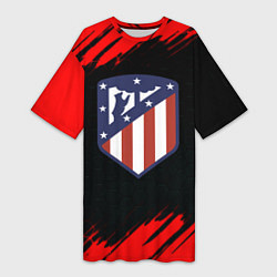 Футболка женская длинная Атлетико Мадрид красные краски, цвет: 3D-принт
