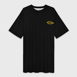 Женская длинная футболка Симъ победиши черно-оранжевый арт