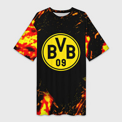 Женская длинная футболка Borussia огненные краски