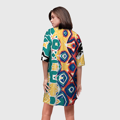 Женская длинная футболка Метаморфоза цвета и узора / 3D-принт – фото 4