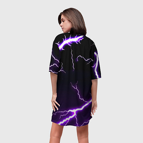 Женская длинная футболка Манчестер молнии шторм неон / 3D-принт – фото 4