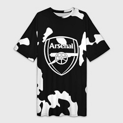 Футболка женская длинная Арсенал камуфляжные краски, цвет: 3D-принт