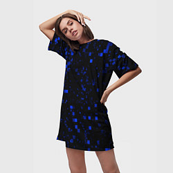 Футболка женская длинная Color blue khaki, цвет: 3D-принт — фото 2