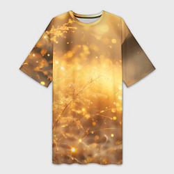 Футболка женская длинная Золотые лучи солнца на рассвете, цвет: 3D-принт