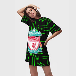 Футболка женская длинная Liverpool плата текстура, цвет: 3D-принт — фото 2