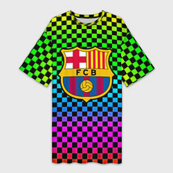 Футболка женская длинная Barcelona gradient neon, цвет: 3D-принт
