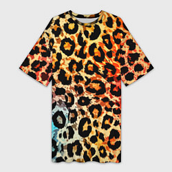 Футболка женская длинная Стилизованный леопардовый, цвет: 3D-принт
