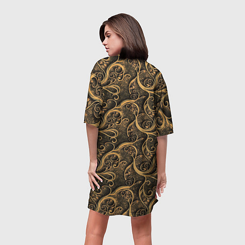 Женская длинная футболка Латунные завитки / 3D-принт – фото 4
