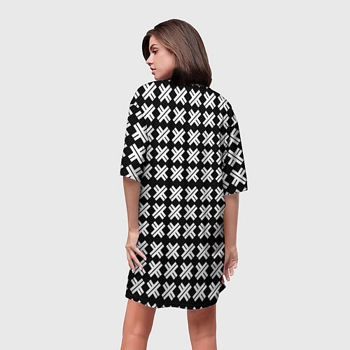 Женская длинная футболка Borussia pattern geometry / 3D-принт – фото 4