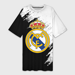 Футболка женская длинная Real Madrid текстура штрихи, цвет: 3D-принт
