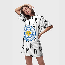 Футболка женская длинная Лестер сити символы митстические, цвет: 3D-принт — фото 2