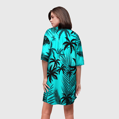 Женская длинная футболка Borussia неоновые тропики гта / 3D-принт – фото 4