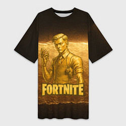 Женская длинная футболка Fortnite золотой Мидас