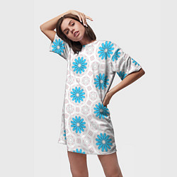 Футболка женская длинная Цветочно-геометрический узор, цвет: 3D-принт — фото 2