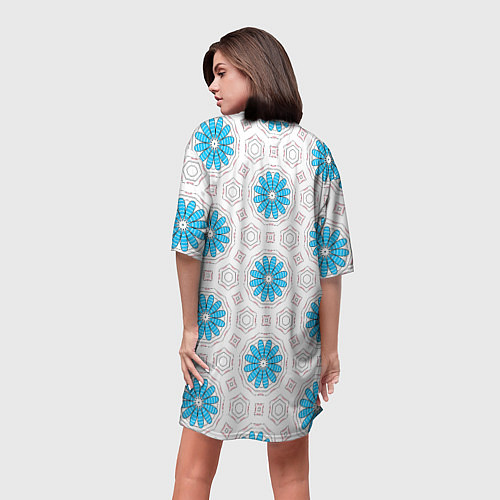 Женская длинная футболка Цветочно-геометрический узор / 3D-принт – фото 4