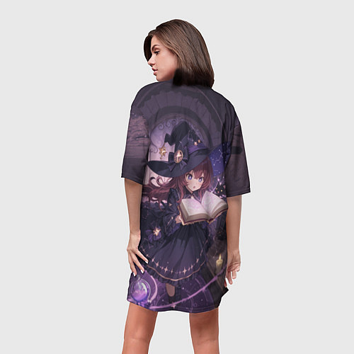 Женская длинная футболка Аниме Ведьма Читает Книгу Заклинаний / 3D-принт – фото 4