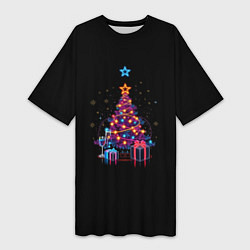 Футболка женская длинная Christmas gifts, цвет: 3D-принт