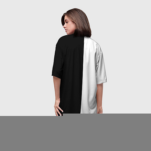 Женская длинная футболка Лучше вода у друга черно-белый арт / 3D-принт – фото 4