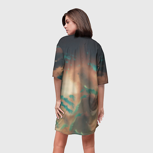 Женская длинная футболка Маомао на фоне облаков / 3D-принт – фото 4