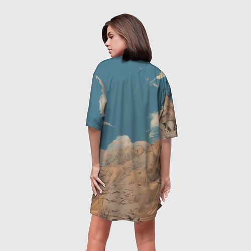 Женская длинная футболка Fallout девушка и старое авто / 3D-принт – фото 4