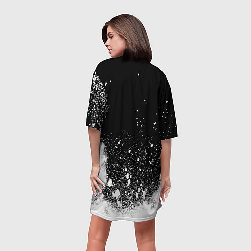 Женская длинная футболка Inter белый всплеск краско / 3D-принт – фото 4