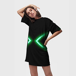 Футболка женская длинная Neon green lines, цвет: 3D-принт — фото 2