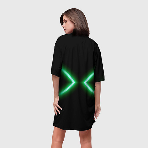 Женская длинная футболка Neon green lines / 3D-принт – фото 4