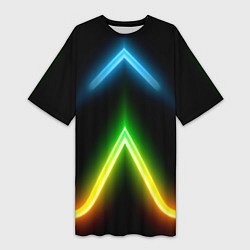 Футболка женская длинная Neon multicolored lines, цвет: 3D-принт