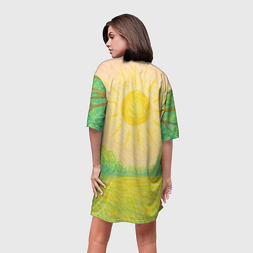 Женская длинная футболка Заяц обнимает кактус / 3D-принт – фото 4