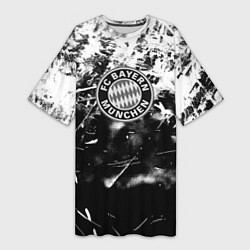 Женская длинная футболка Bayern Mnchen черно белая бумага