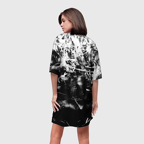 Женская длинная футболка Bayern Mnchen черно белая бумага / 3D-принт – фото 4