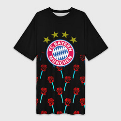 Женская длинная футболка Бавария Мюнхен розы паттерн