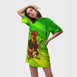 Футболка женская длинная Петух гитарист, цвет: 3D-принт — фото 2