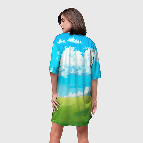 Женская длинная футболка Слоненок с цветочком / 3D-принт – фото 4