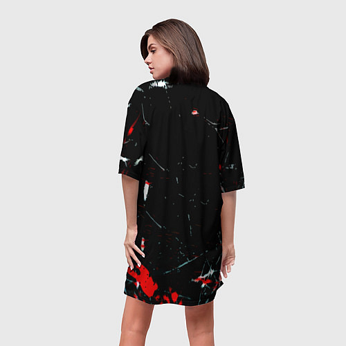 Женская длинная футболка Бавария Мюнхен штрихи красок / 3D-принт – фото 4