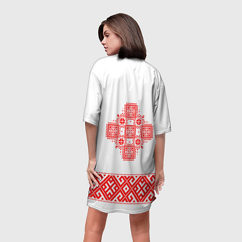 Женская длинная футболка Славянская вышиванка узорная / 3D-принт – фото 4