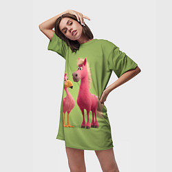 Футболка женская длинная Розовые они такие, цвет: 3D-принт — фото 2