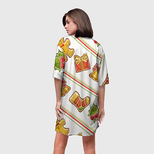 Женская длинная футболка Рождественский дух / 3D-принт – фото 4